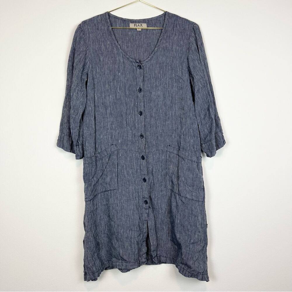 Flax Blue Button-Down Dress